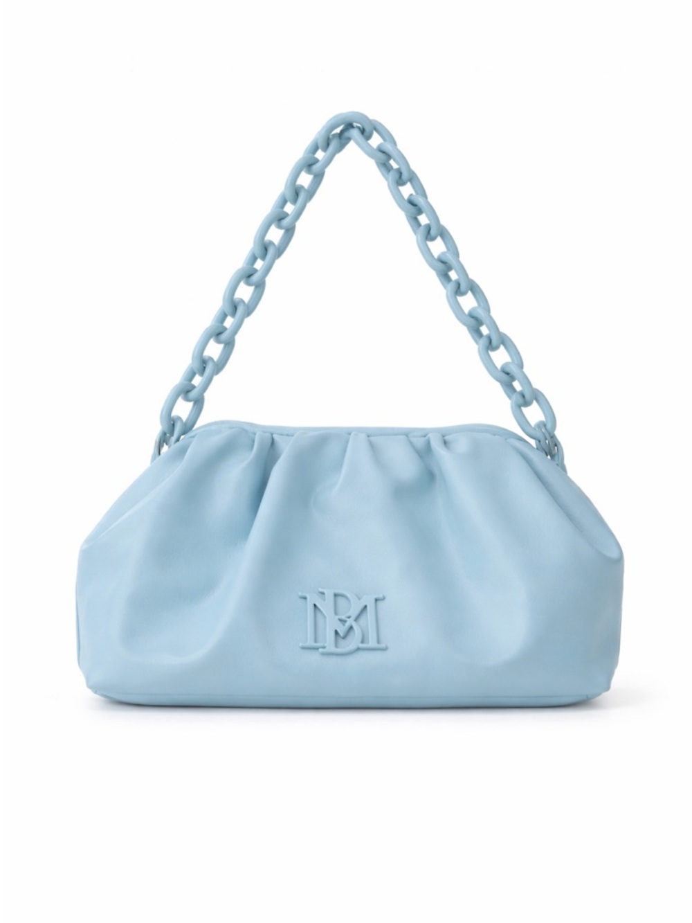 Badgley Mischka Pale Blue Chain-Handle Shoulder Clutch